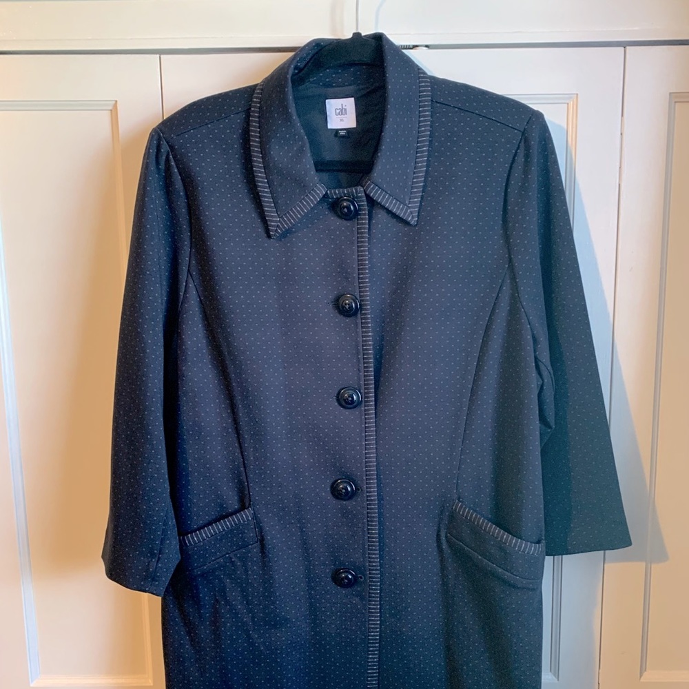 Carriage jacket in navy blue by Cabi